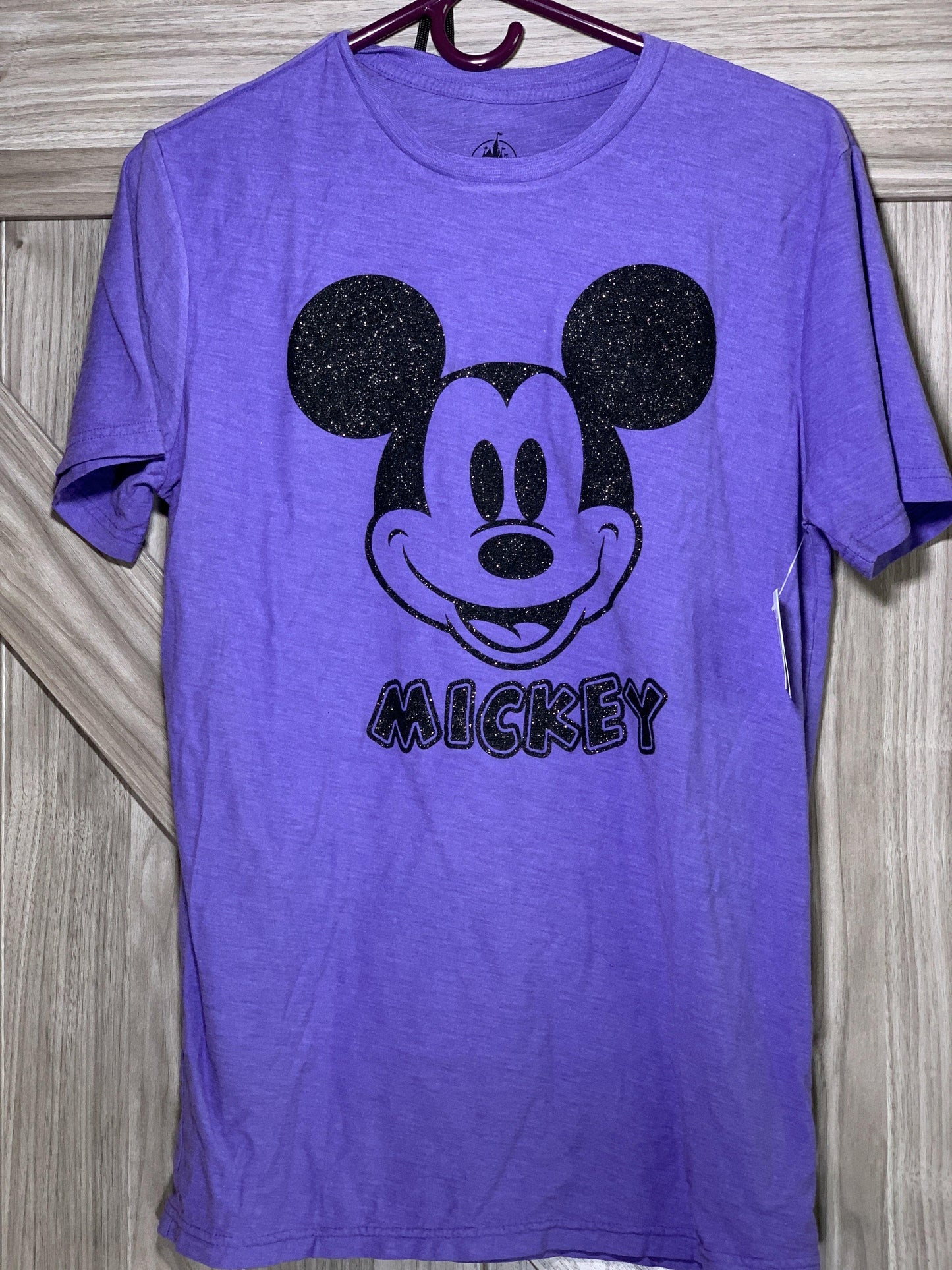 Disney Purple Sparkle Mickey Head Adult Shirt - World of Treasures