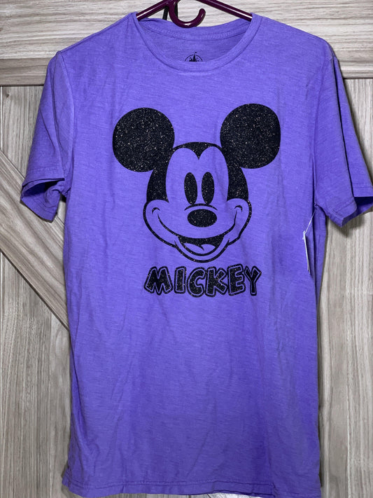 Disney Purple Sparkle Mickey Head Adult Shirt - World of Treasures