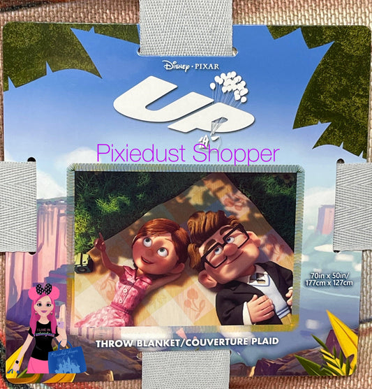 Disney Pixar UP Ellie and Carl Throw Blanket 70in x 50in - World of Treasures