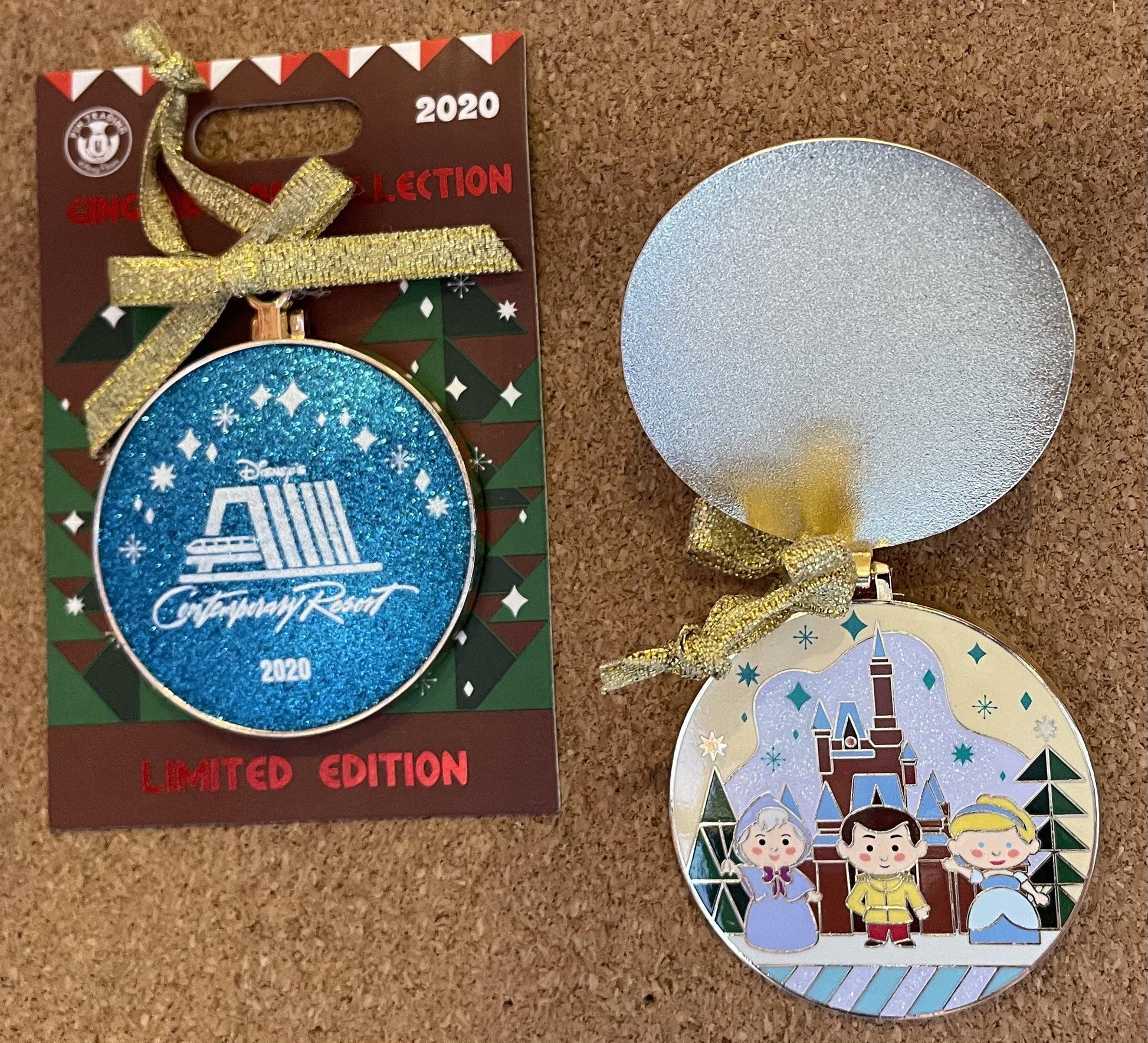 Disney Gingerbread Glitter Ornament Resort Pin-Boardwalk, Contemporary, Polynesian, Wilderness Lodge, Saratoga, Epcot, Beach Club, Grand Floridian - World of Treasures