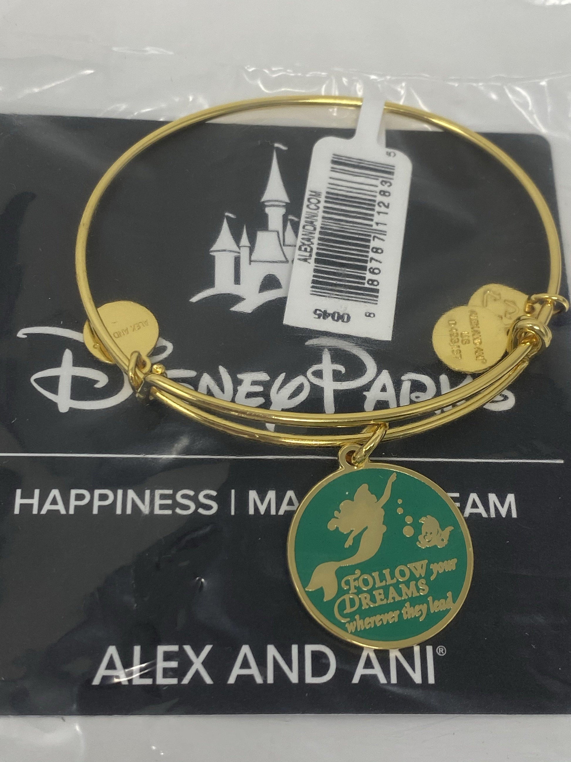 Disney Ariel Follow your Dreams Gold Alex and Ani Bracelet - World of Treasures