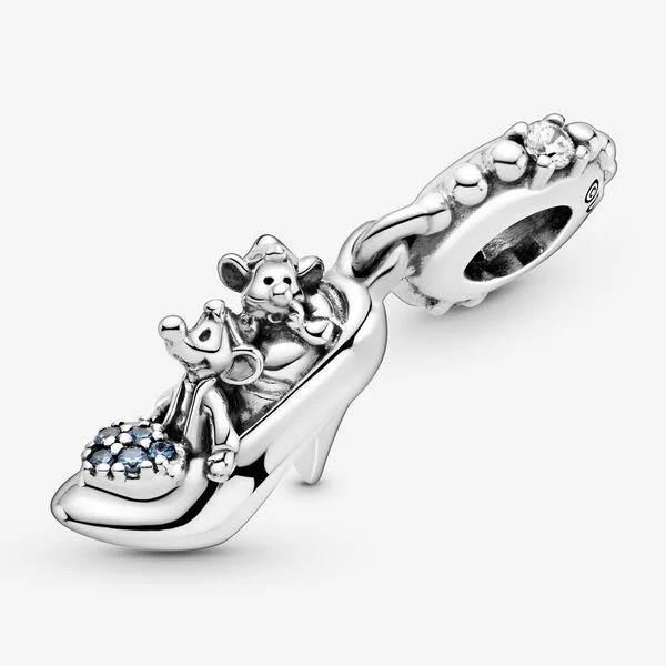 Disney Cinderella Glass Slipper & Mice Dangle Pandora Charm - World of Treasures