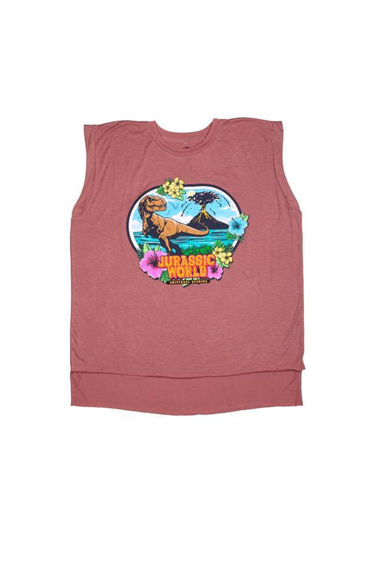 Universal Studios Jurassic World Tropical Dinosaur Womens Tank Top Shirt - World of Treasures