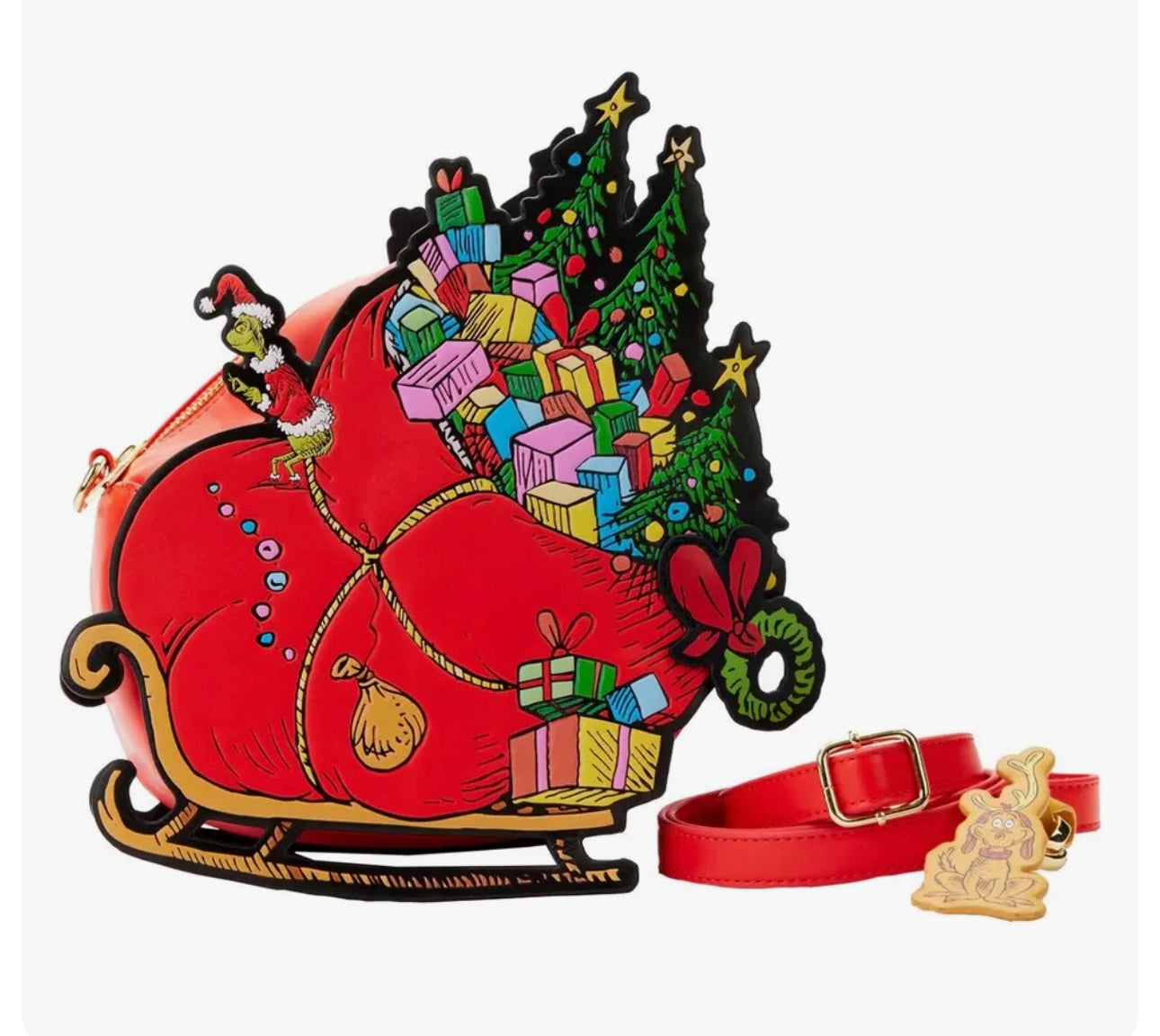 Universal Studios Grinch Sleigh Crossbody Loungefly Bag