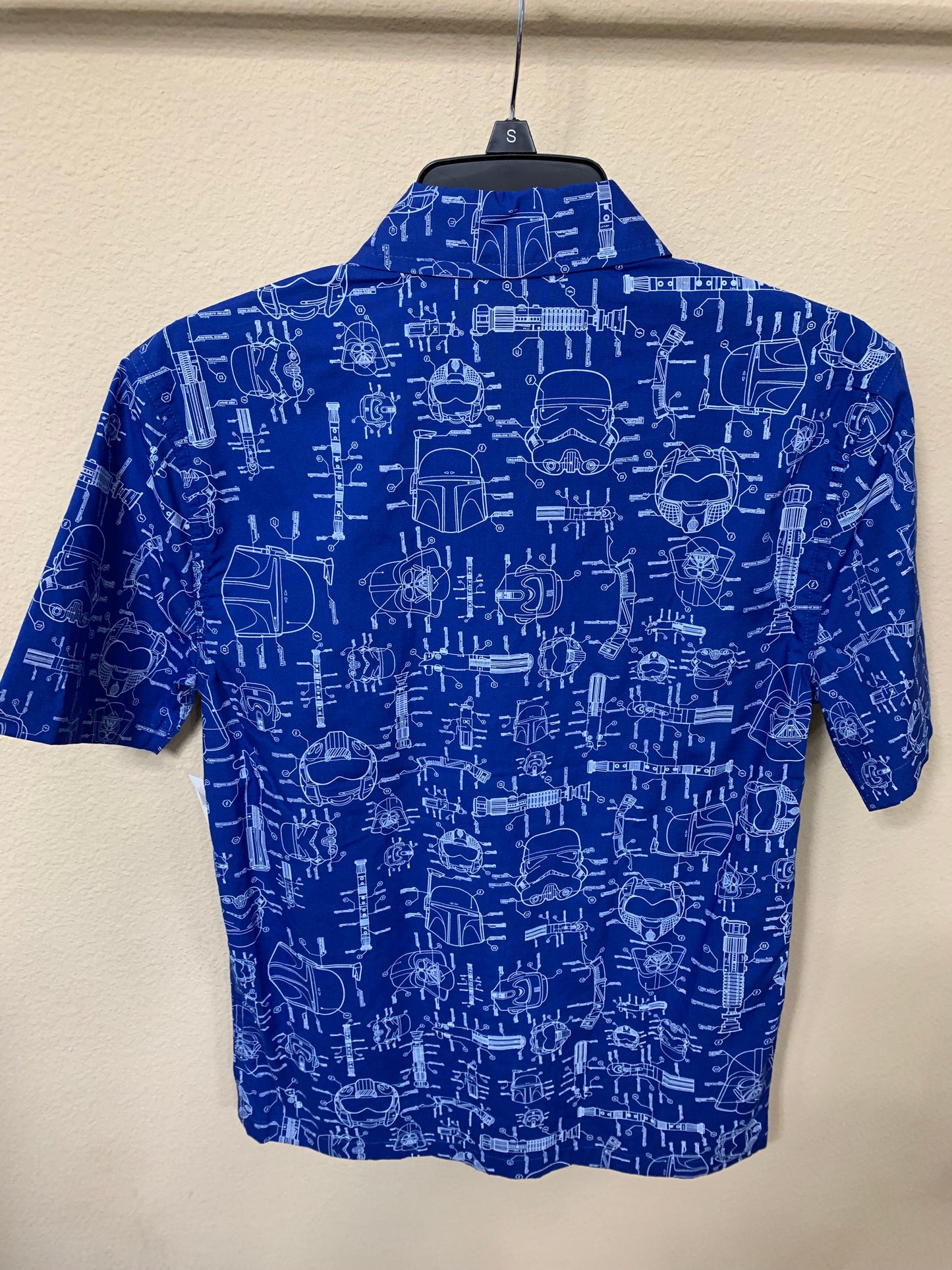 Disney Star Wars Blue Print Button Camp Shirt