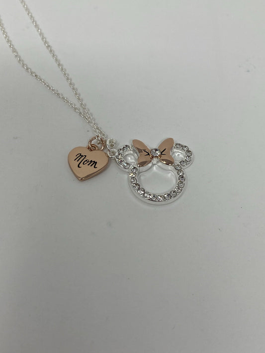 Disney Minnie Mouse with Mom Rose Gold Heart Necklace - World of Treasures