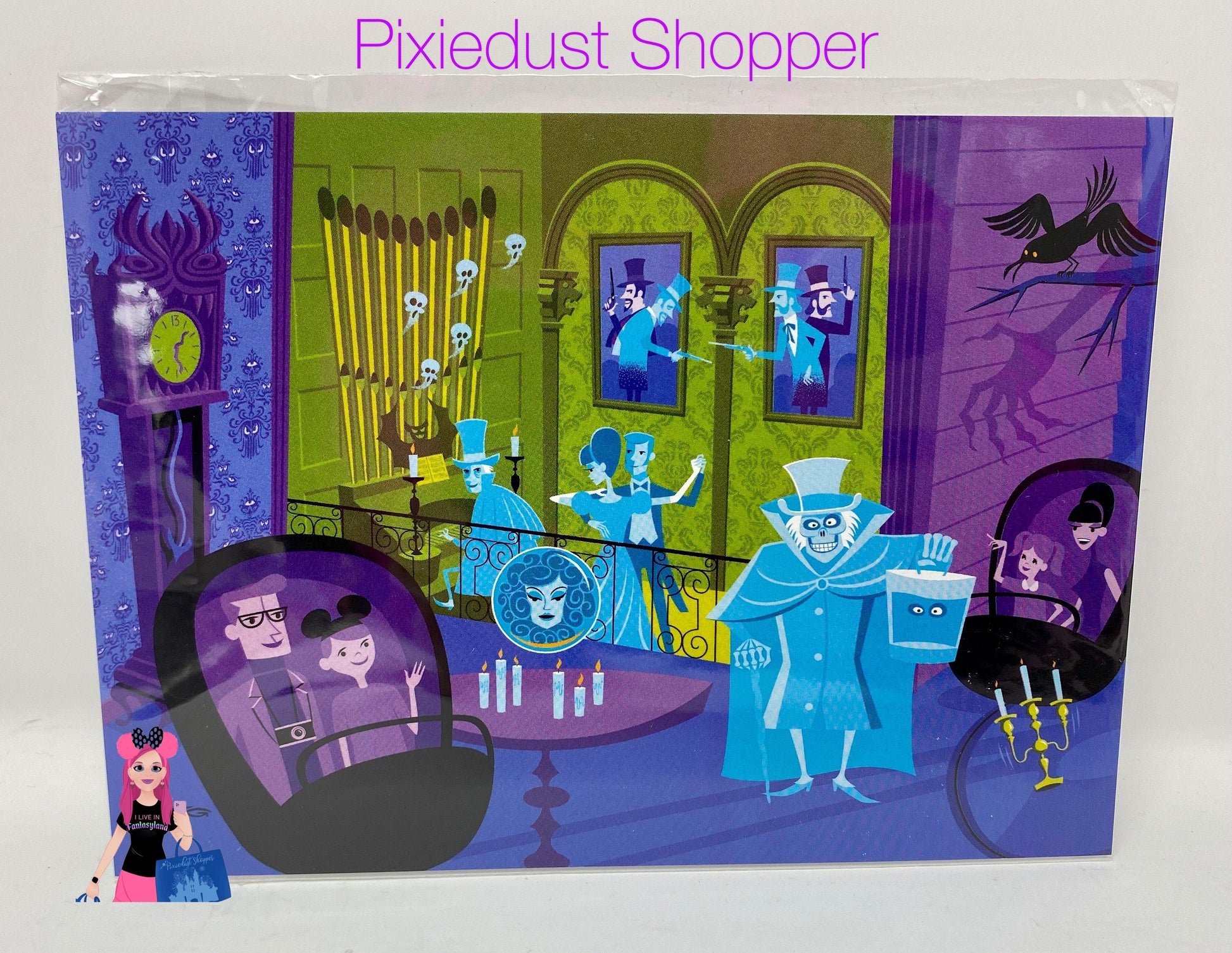 Disney "31 Ghosts" Haunted Mansion Left Side SHAG 5X7" POSTCARD - World of Treasures