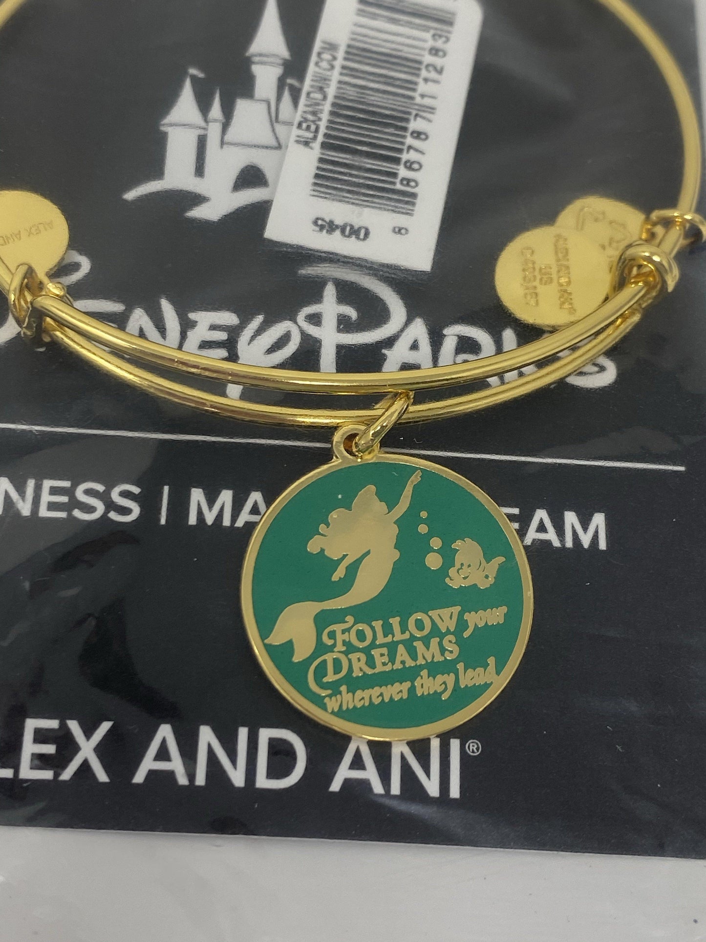 Disney Ariel Follow your Dreams Gold Alex and Ani Bracelet - World of Treasures