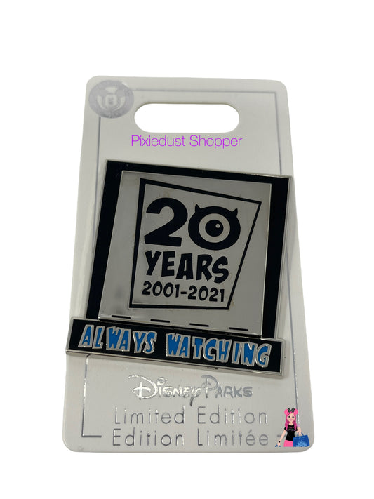 Disney Monsters Inc 20 Years Always Watching Limited Edition Slider Pin