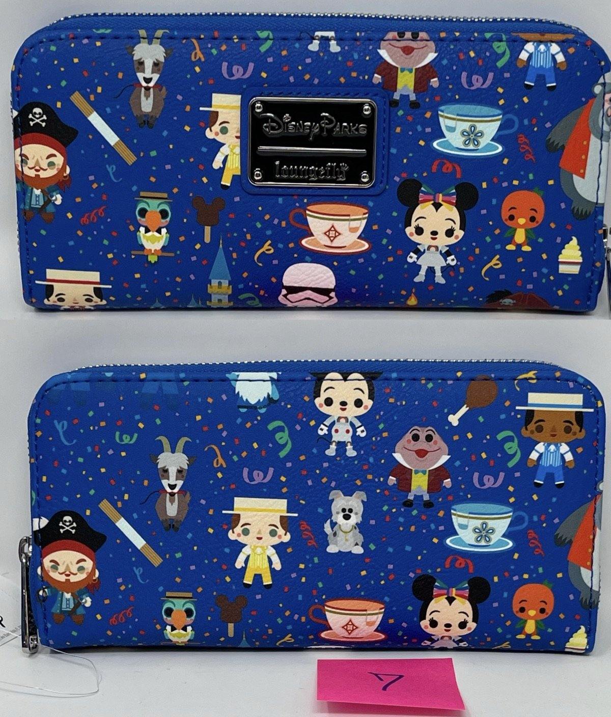 Disney Parks Icon Attractions Celebrations Loungefly Wallet-Castle, Tiki, Orange Bird, Dapper Dan - World of Treasures