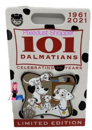 Disney Pin 101 Dalmatians Limited Edition Celebrating 60 years Pongo, Perdita and Puppies - World of Treasures