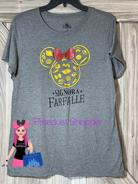 Disney Epcot Italy World Showcase Minnie Pasta Signora Farfalle Ladies Shirt - World of Treasures