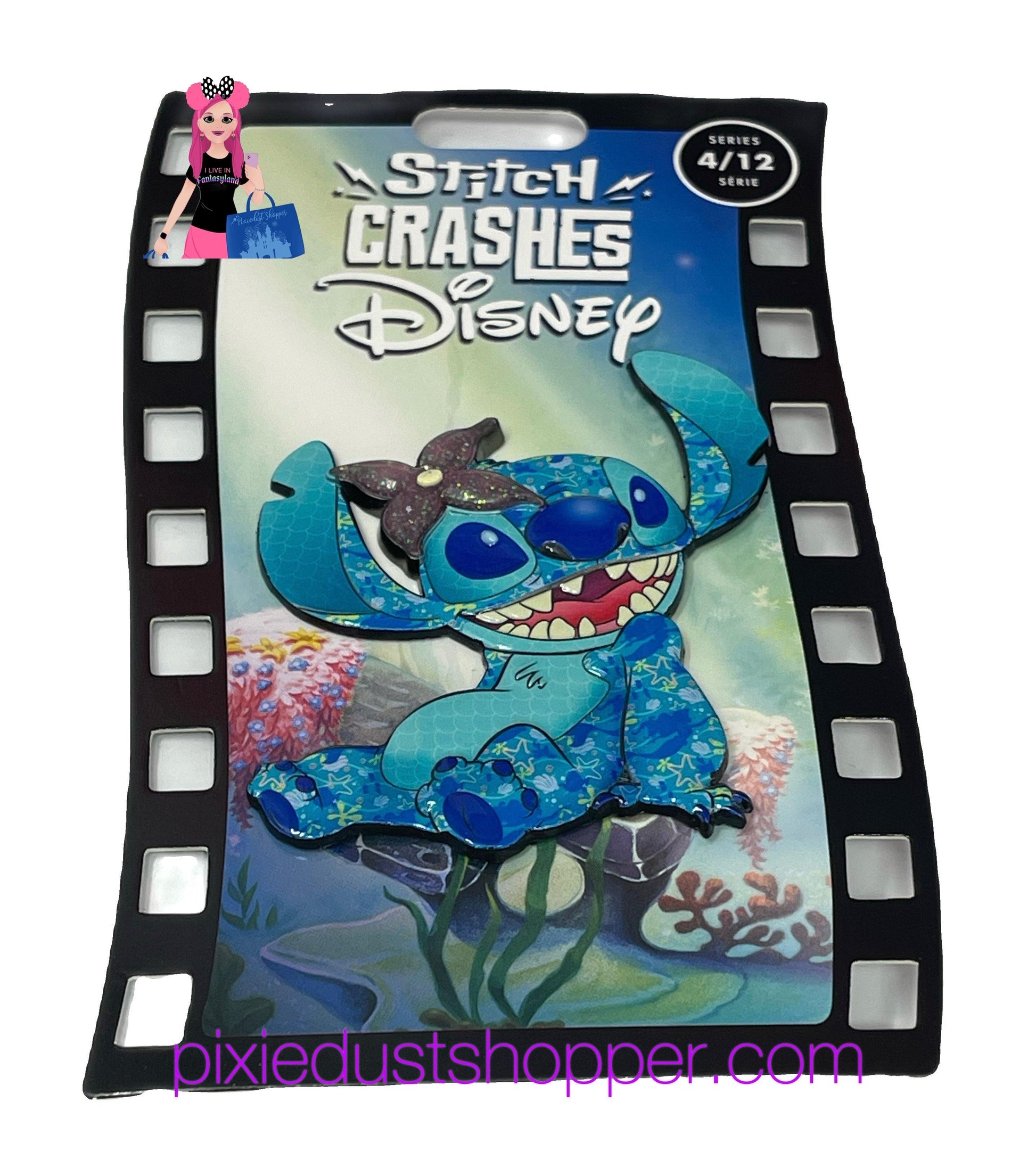 Stitch Crashes Disney Jumbo Pin The Little Mermaid Ariel - World of Treasures