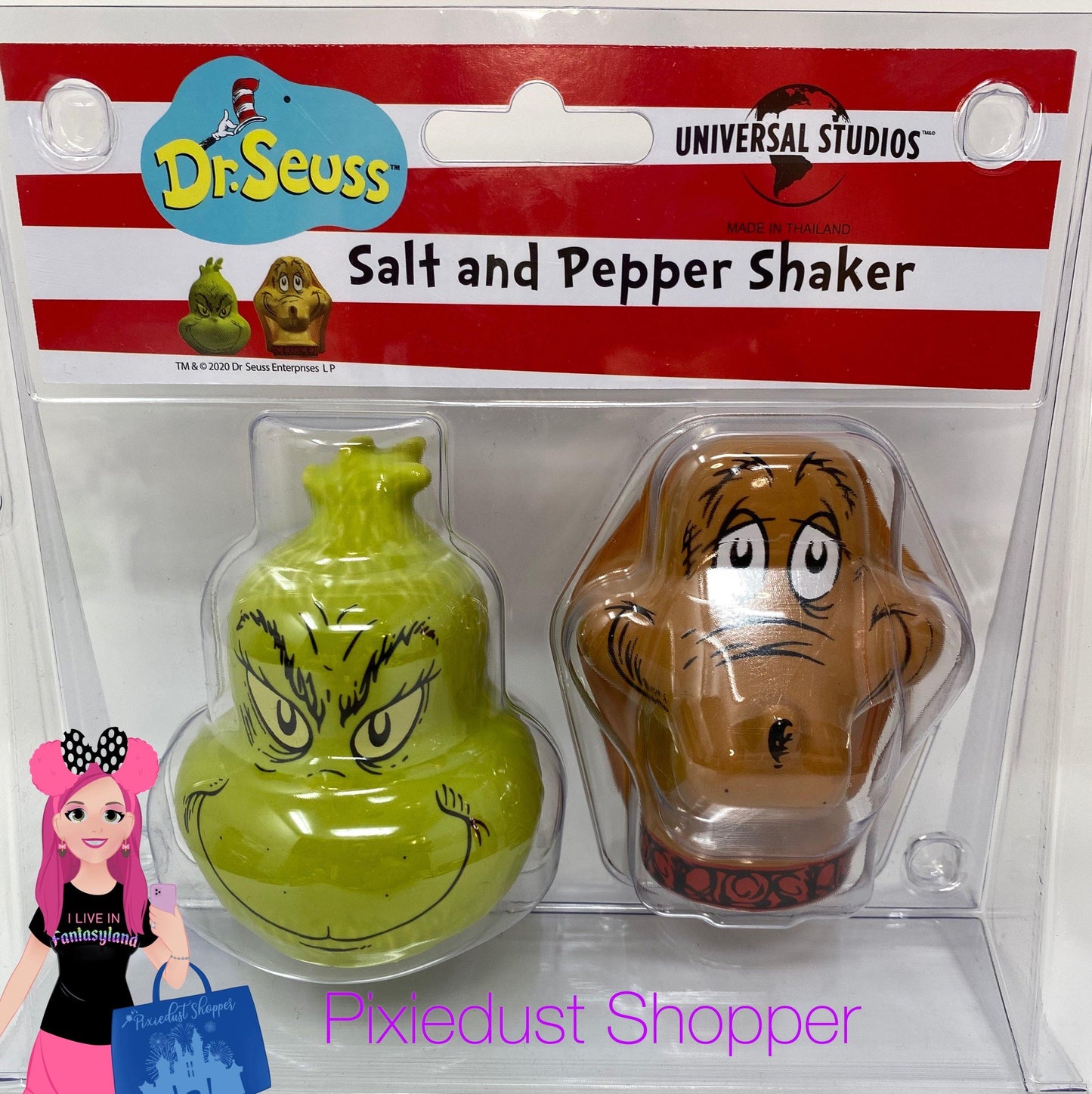 Universal Studios Dr. Seuss Grinch and Max Salt and Pepper Shaker - World of Treasures