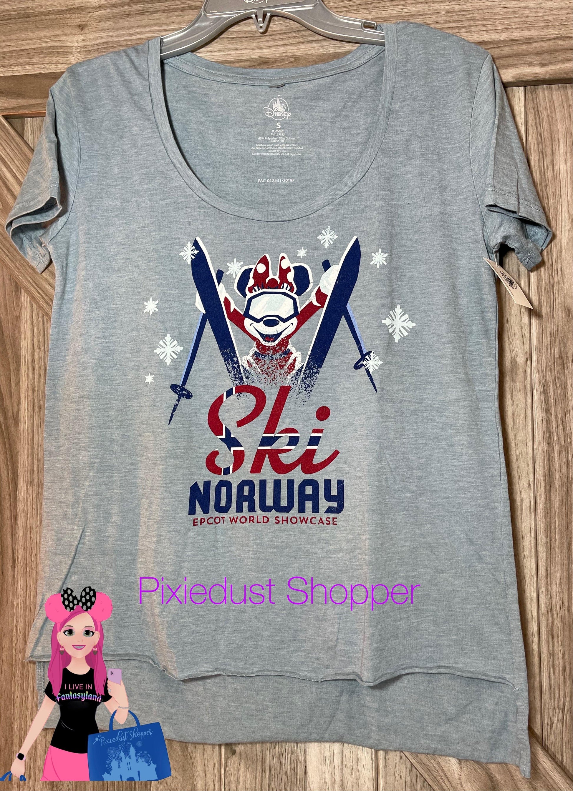 Disney Epcot Norway World Showcase Ski Norway Minnie Ladies Scoop Neck Shirt - World of Treasures