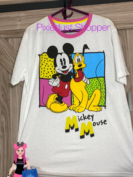 Disney Retro Mickey Mouse and Pluto Ringer Shirt - World of Treasures