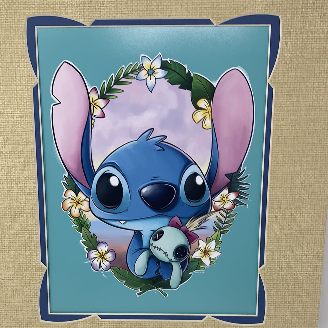 Disney Print “Stitch” by Chris Uminga 14x18" Matted Print - World of Treasures