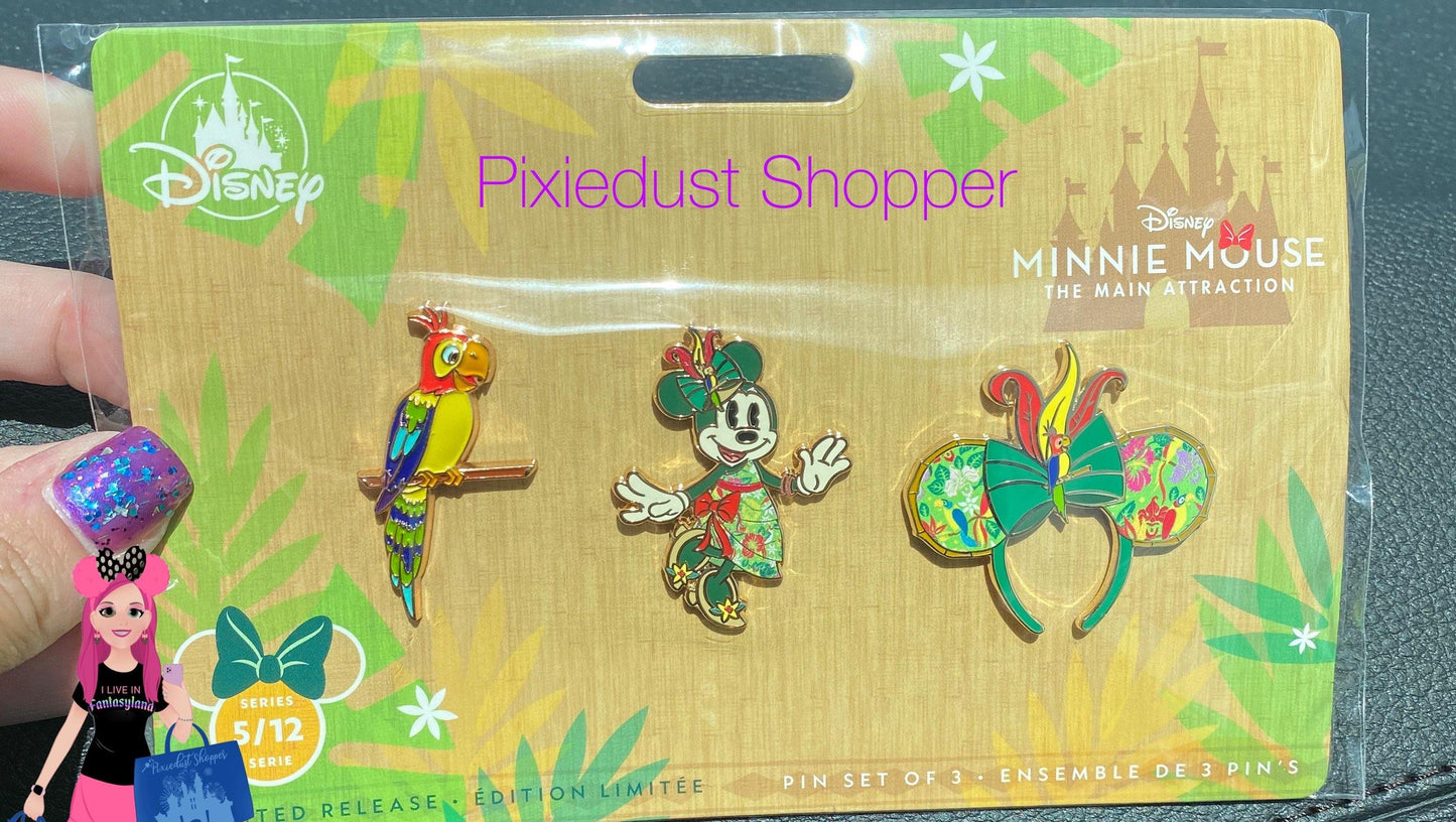 Minnie Mouse The Main Attraction Enchanted Tiki Room Bird Pin Set– Limited Release - World of Treasures