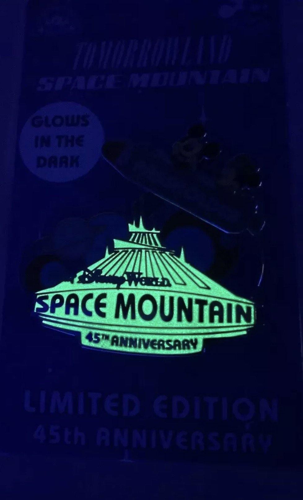 Disney Tomorrowland Space Mountain 45th Anniversary Glow in the Dark Passholder Pin - World of Treasures