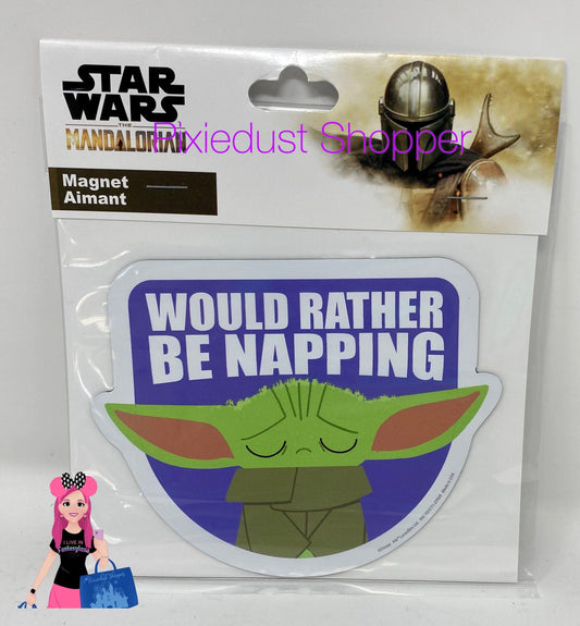 Disney Star Wars The Mandalorian "Would Rather Be Napping" Baby Yoda Magnet - World of Treasures