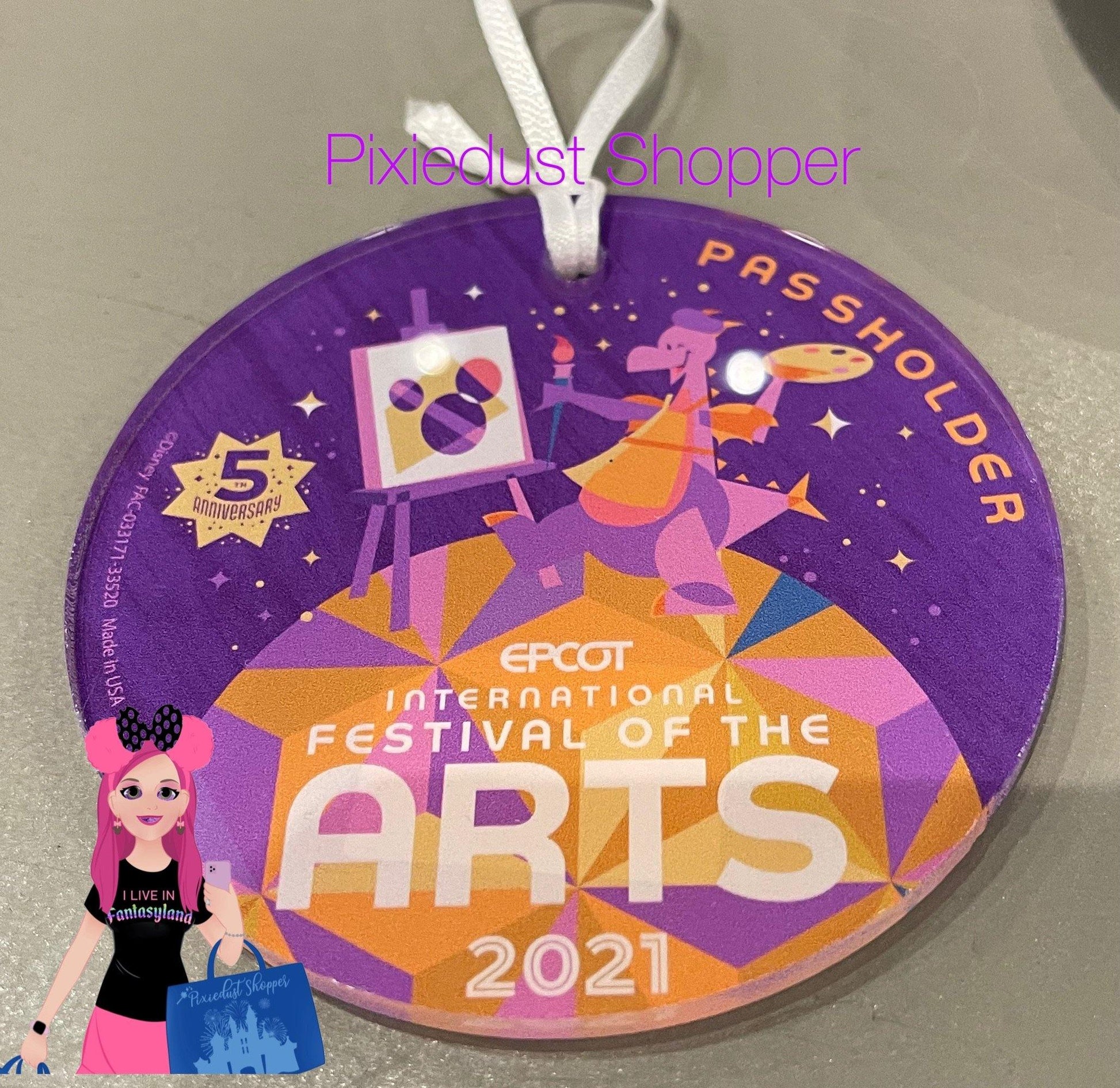 Disney Epcot Festival Of Arts 5th Anniversary Figment Passholder Ornament - World of Treasures