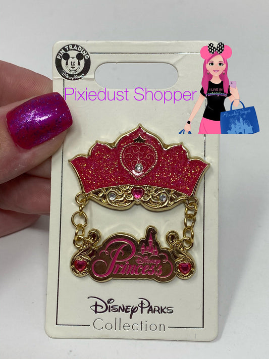 Disney Princess Glitter Crown Pin - World of Treasures