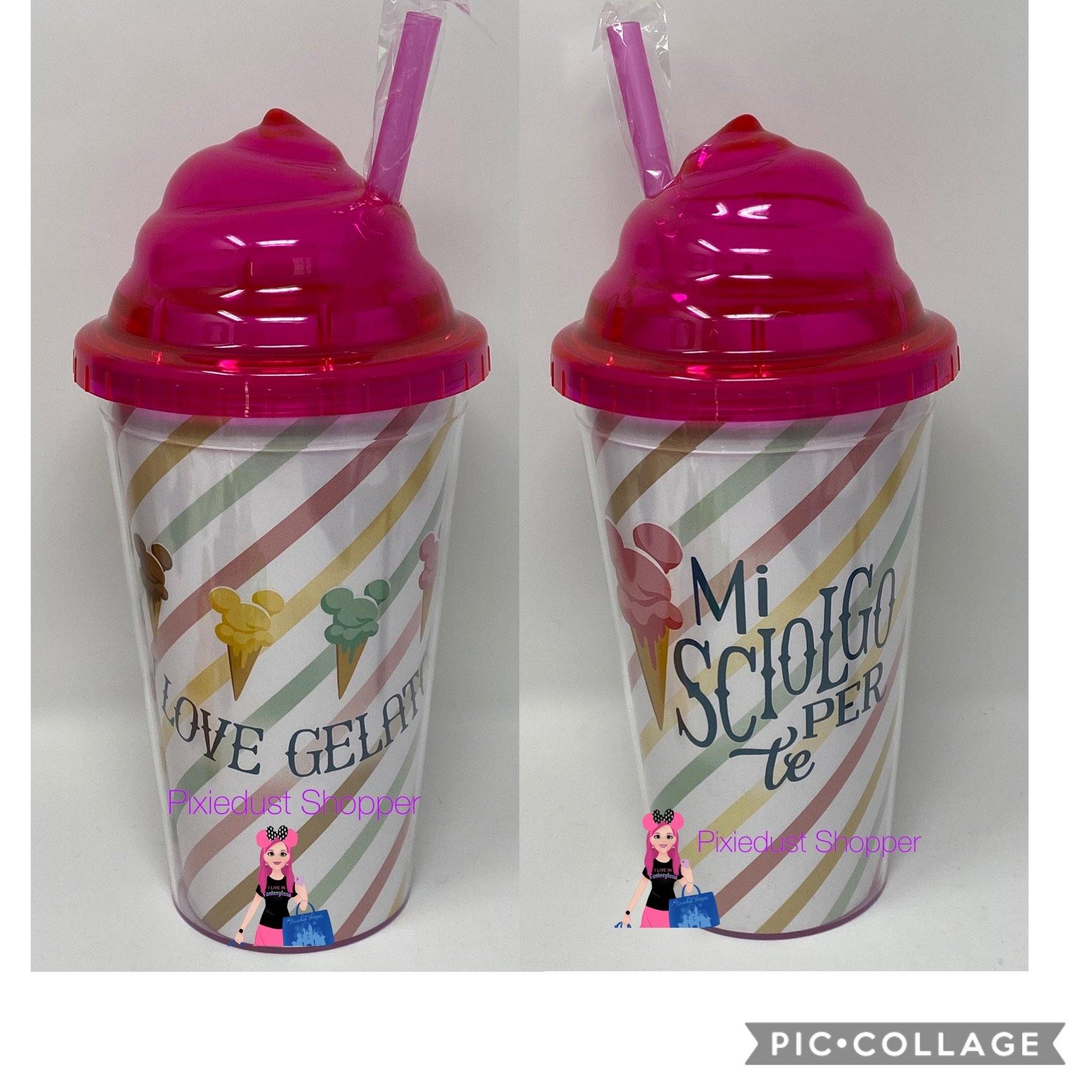 Disney Epcot Italy World Showcase Mickey Gelato I Melt for You Tumbler Cup with Straw - World of Treasures