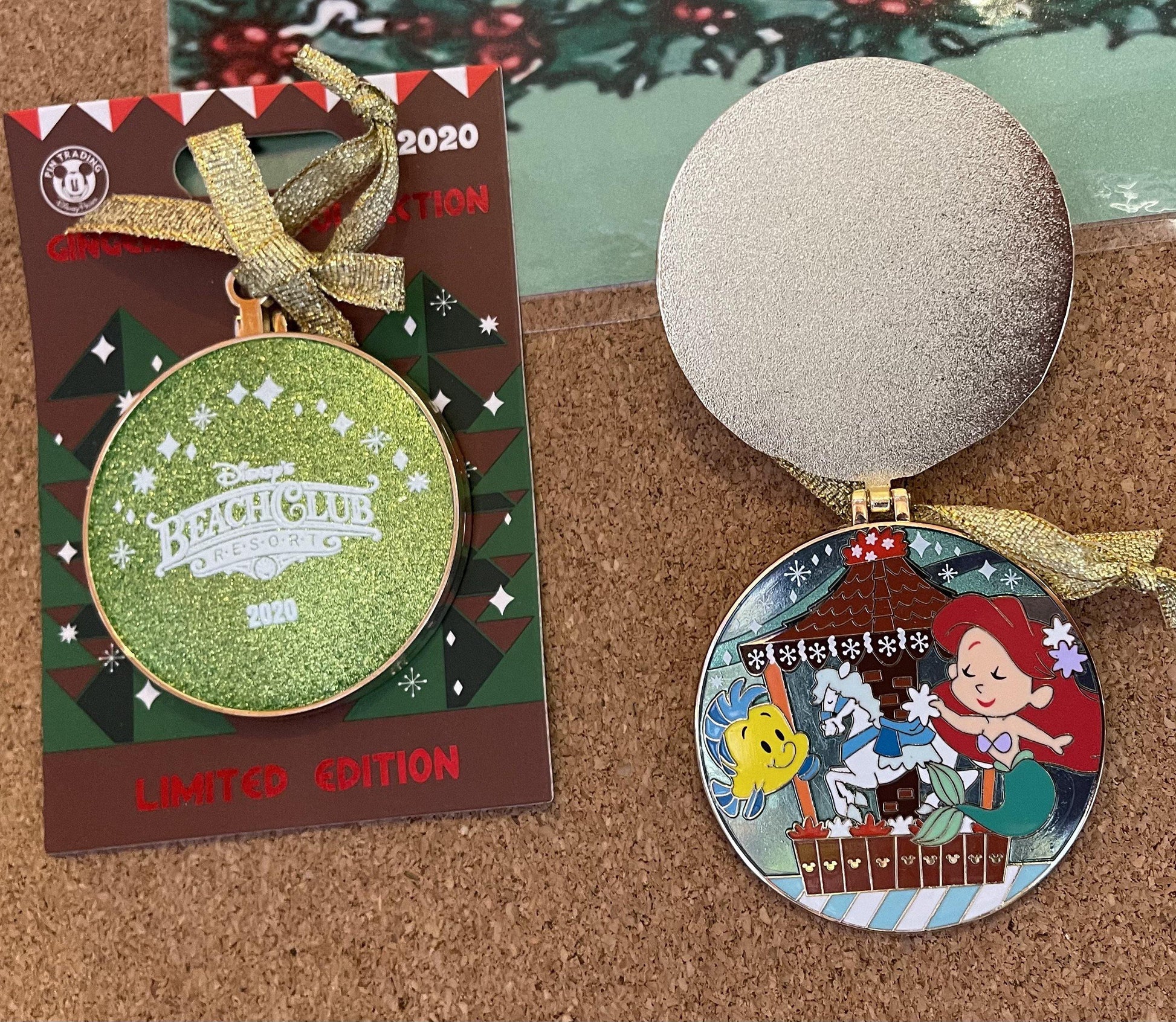 Disney Gingerbread Glitter Ornament Resort Pin-Boardwalk, Contemporary, Polynesian, Wilderness Lodge, Saratoga, Epcot, Beach Club, Grand Floridian - World of Treasures