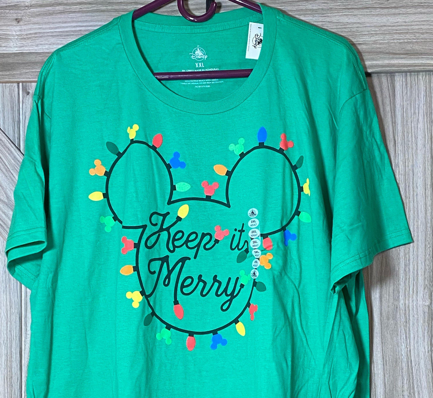 Disney Mickey Mouse Icon Holiday Lights Keep It Merry T-Shirt for Adults - World of Treasures