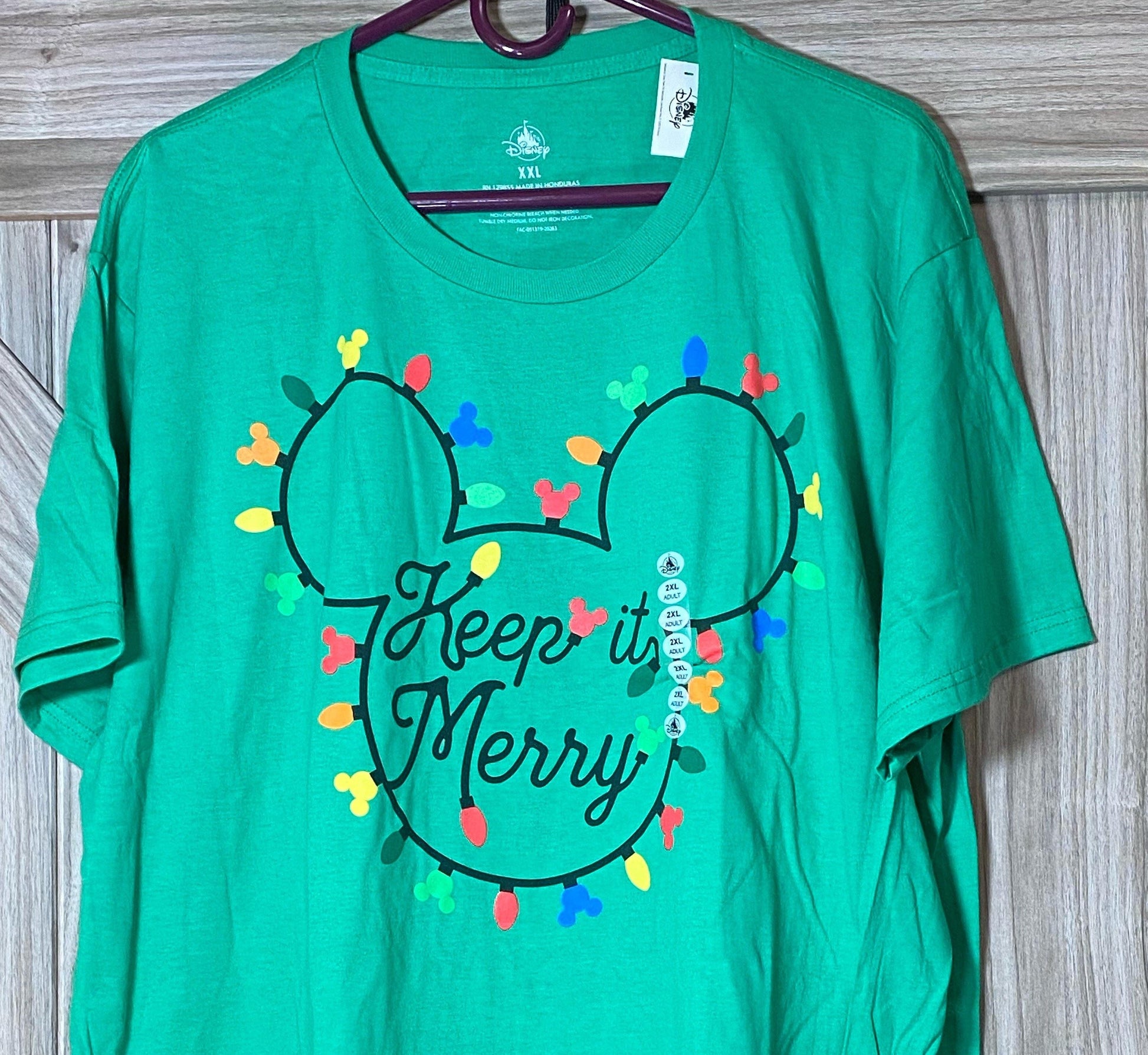 Disney Mickey Mouse Icon Holiday Lights Keep It Merry T-Shirt for Adults - World of Treasures