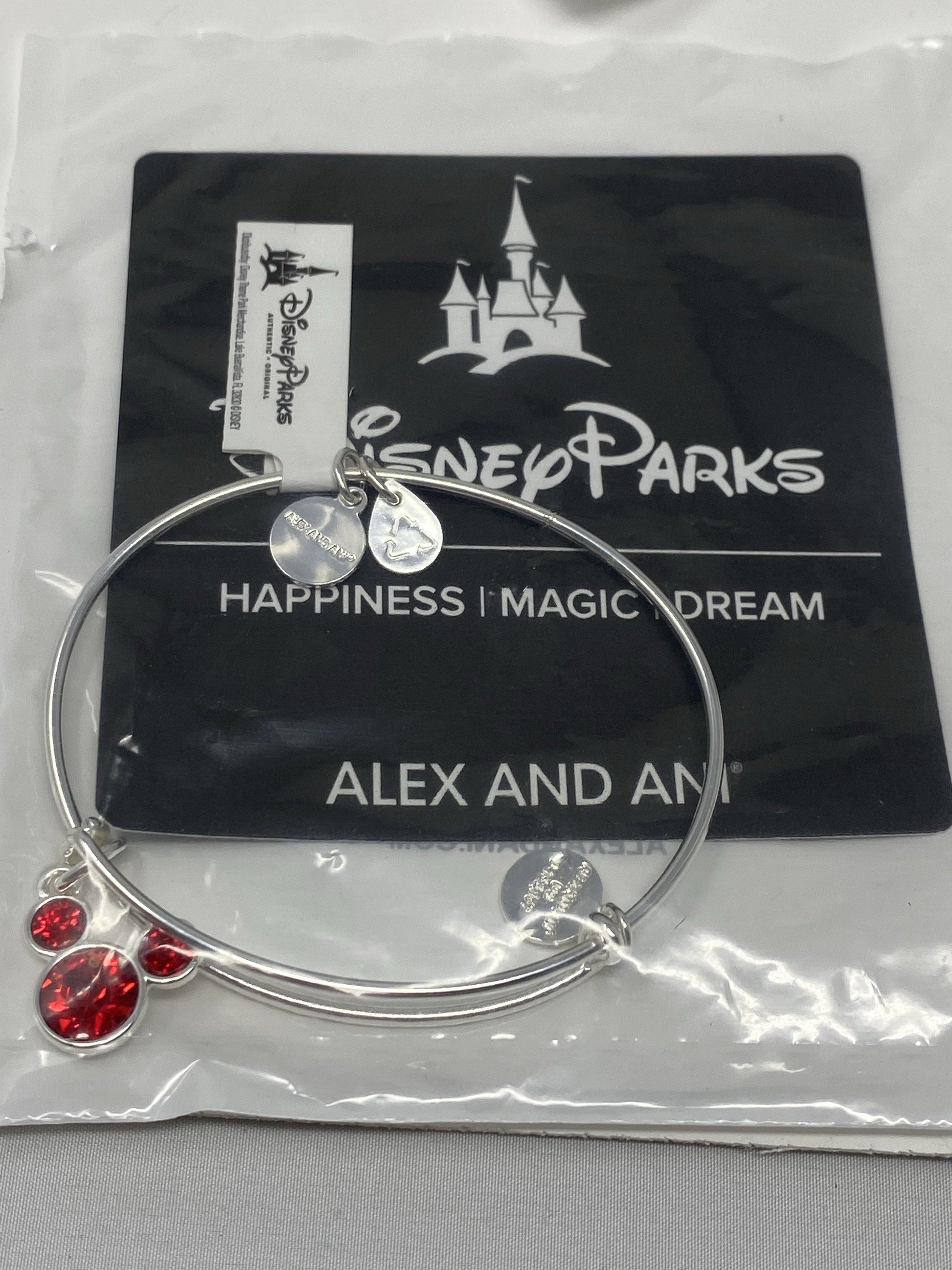 Disney Mickey July Birthstone Silver Alex and Ani Bracelet - World of Treasures