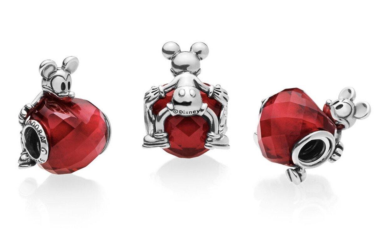 Disney Mickey Love Heart Crystal Pandora Charm - World of Treasures