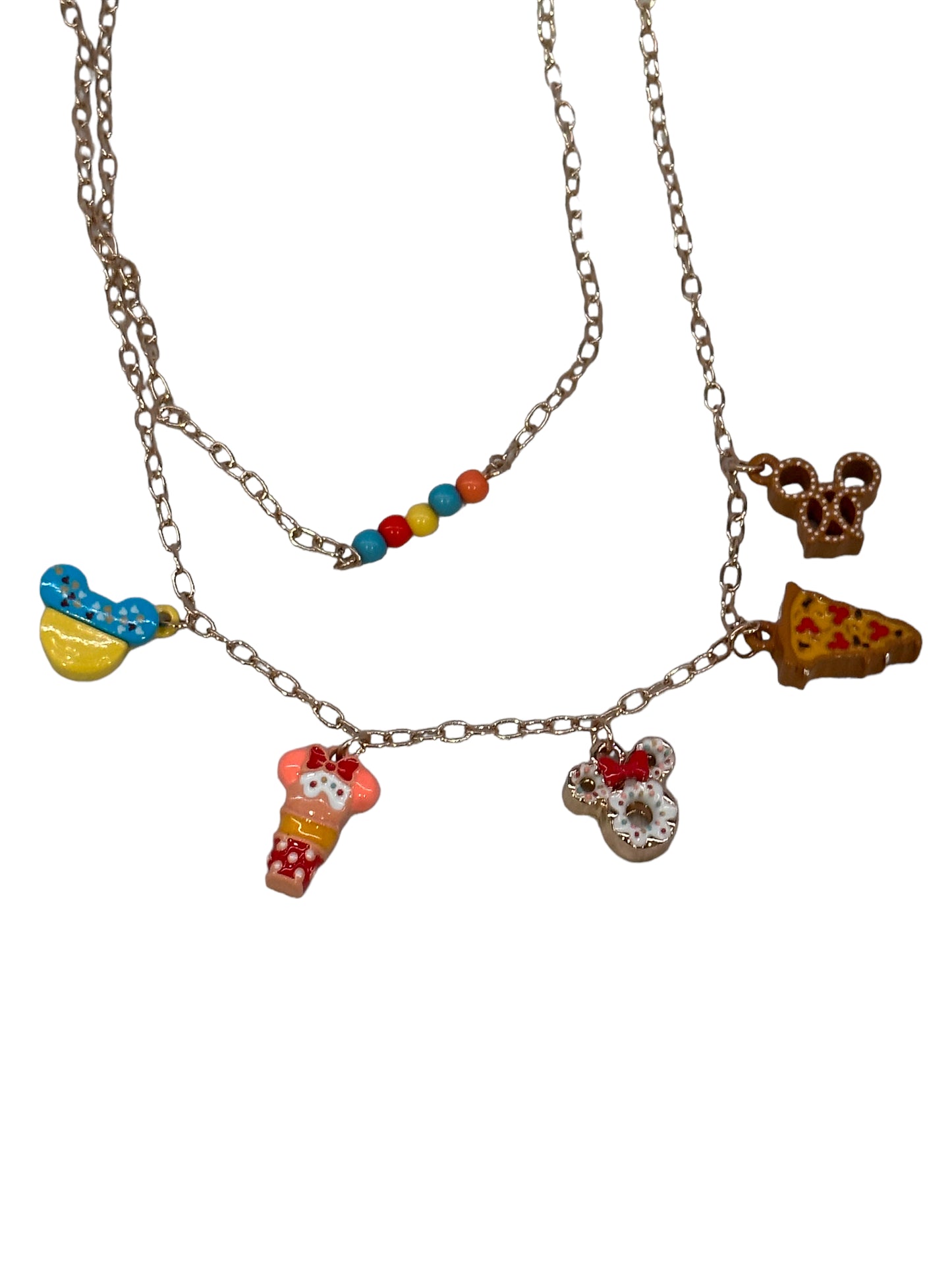 Disney Parks Mickey & Minnie Snack Food Layered Necklace