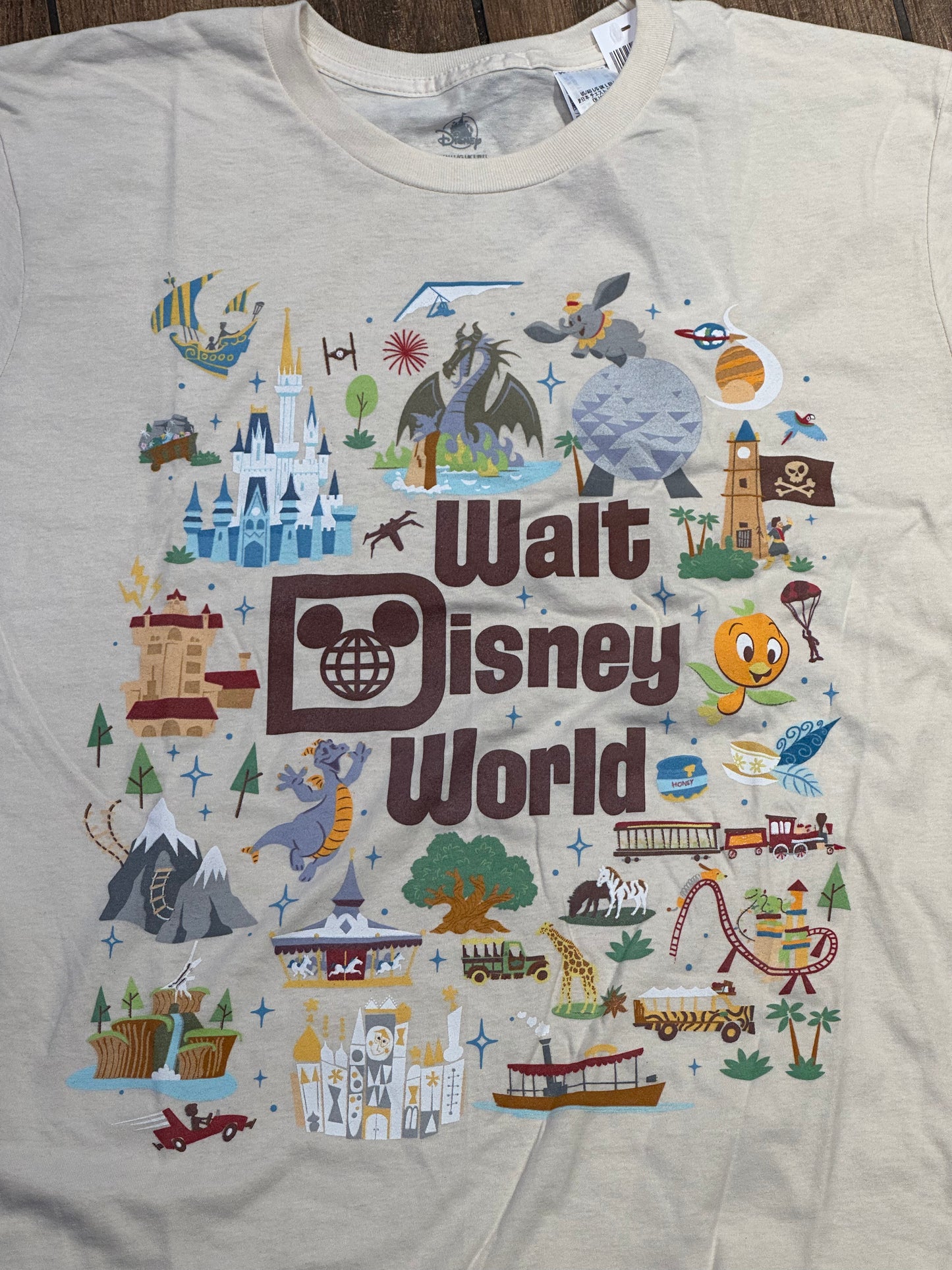 Walt Disney World 4 Park Logo Castle, Figment, Orange Bird Shirt