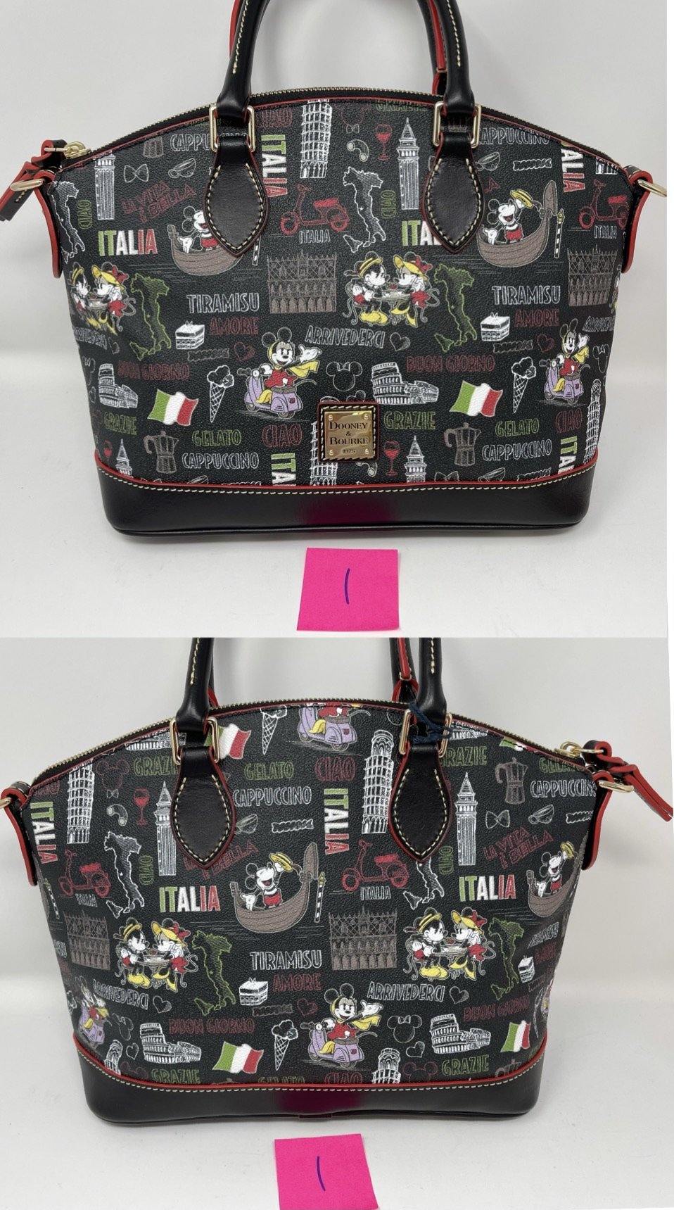 Disney Dooney & Bourke Mickey and Minnie Mouse ''Italia'' Satchel Crossbody Purse - World of Treasures