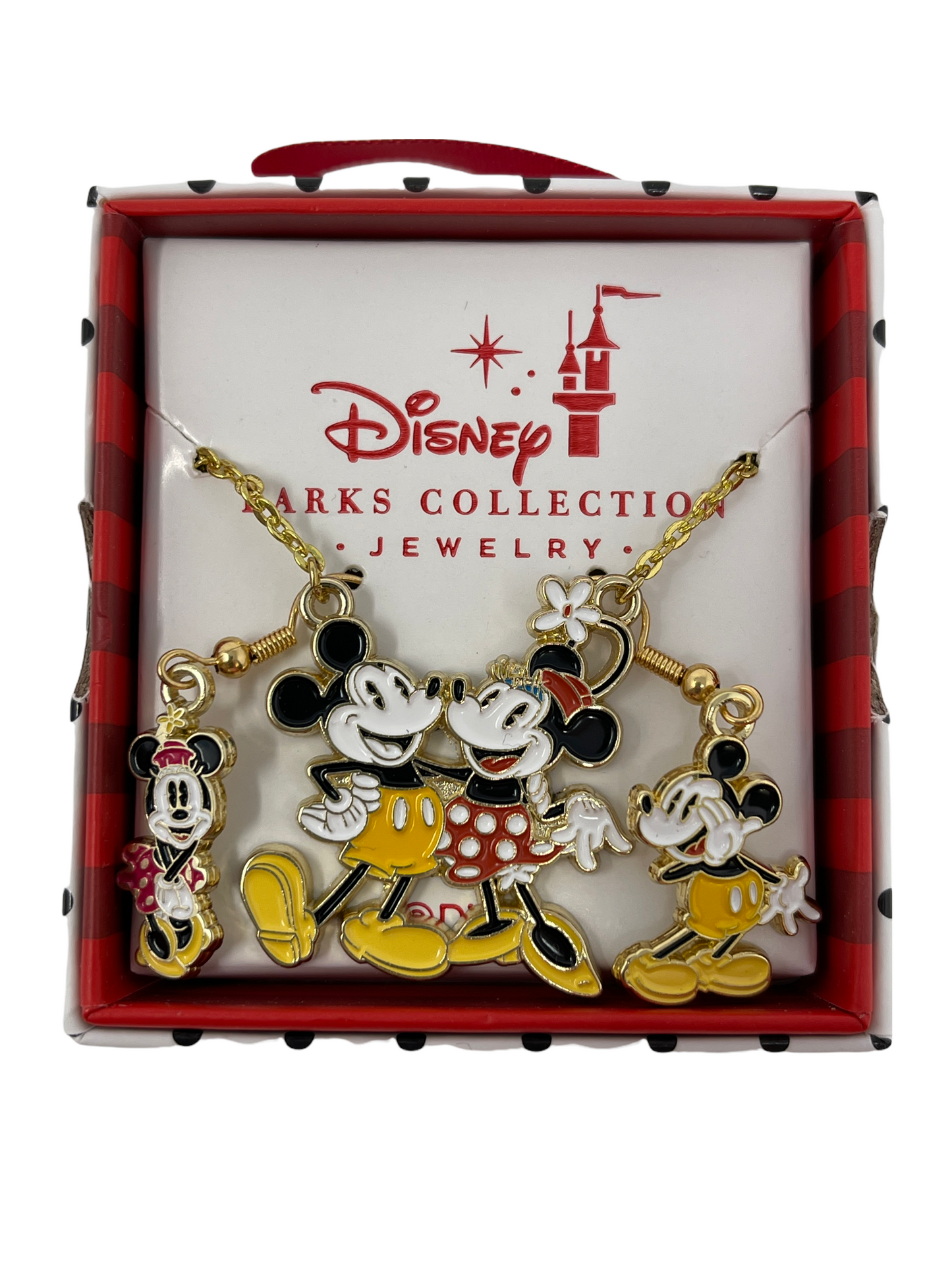 Disney Parks Mickey and Minnie Necklace and Earrings Set