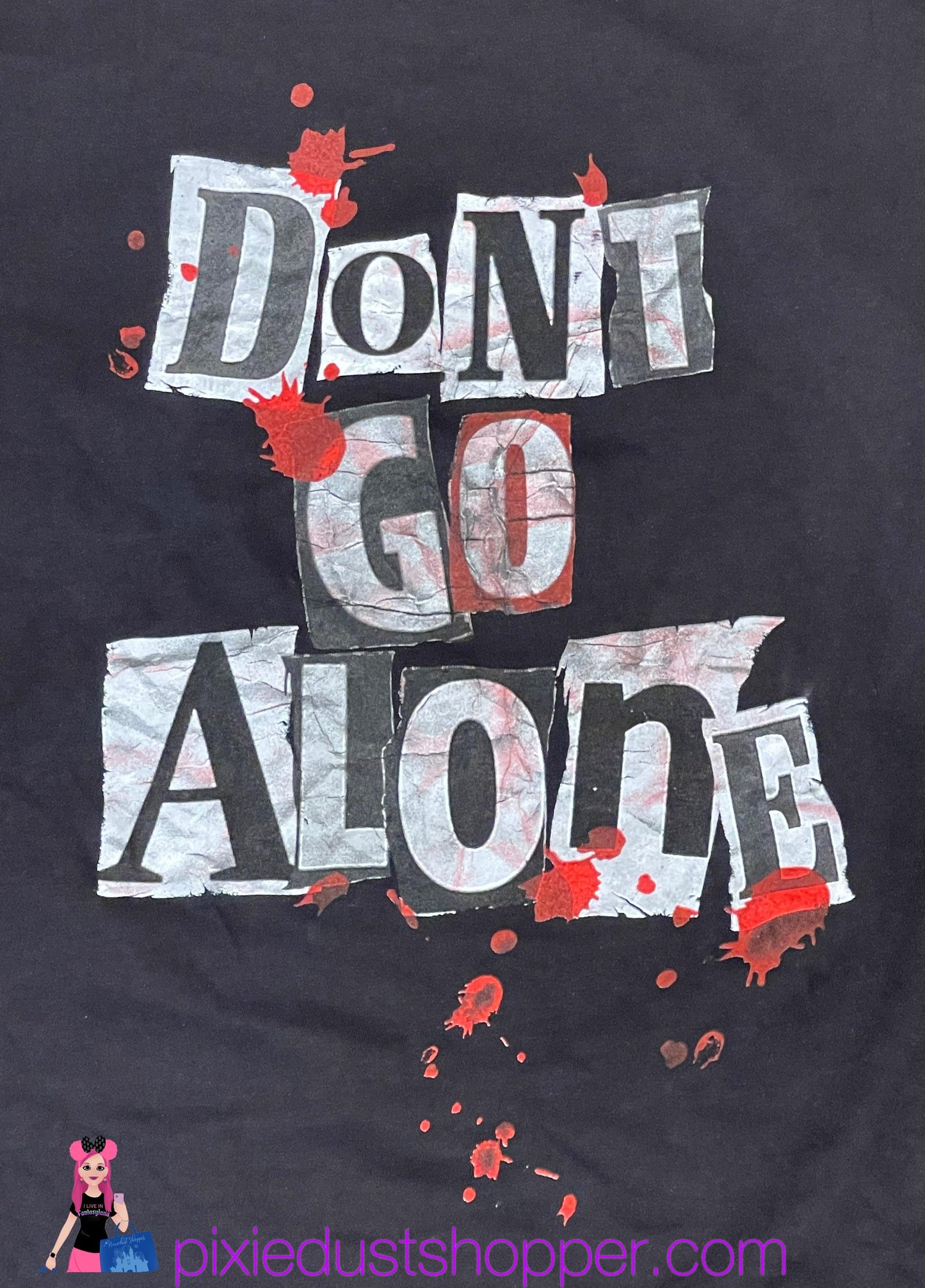 Universal Studios Halloween Horror Nights Don’t Go Alone V Neck Shirt - World of Treasures