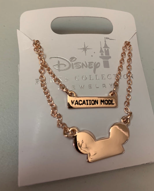 Disney Vacation Mode Mickey Layered Necklace Rose Gold