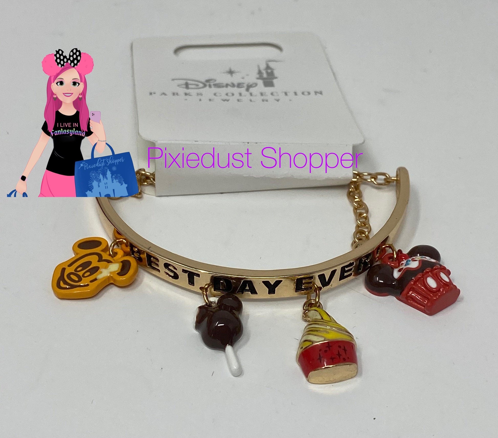 Disney Best Day Ever Mickey Snack Bracelet Dole Whip, Mickey Bar, Waffle, Cupcake - World of Treasures