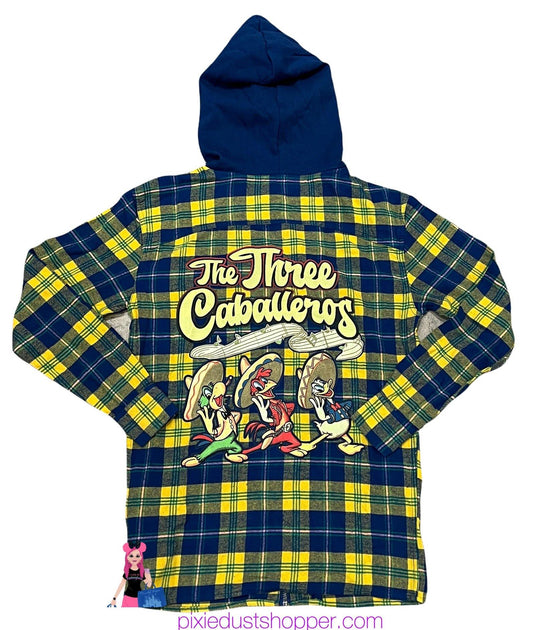Disney Three Caballeros Zip Up Flannel Hoodie - World of Treasures