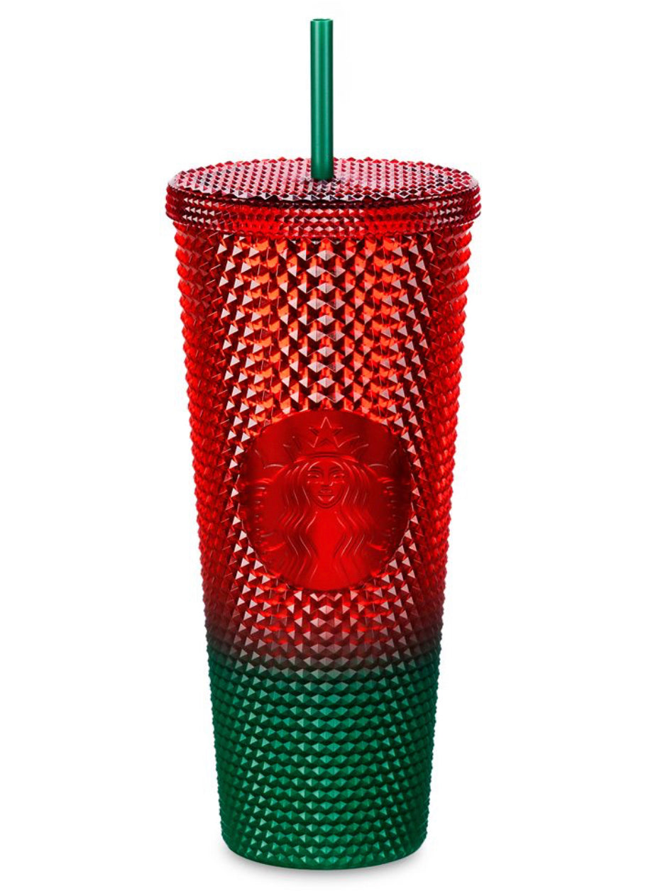 Walt Disney World Starbucks Mickey Studded Red Green Tumbler Cup