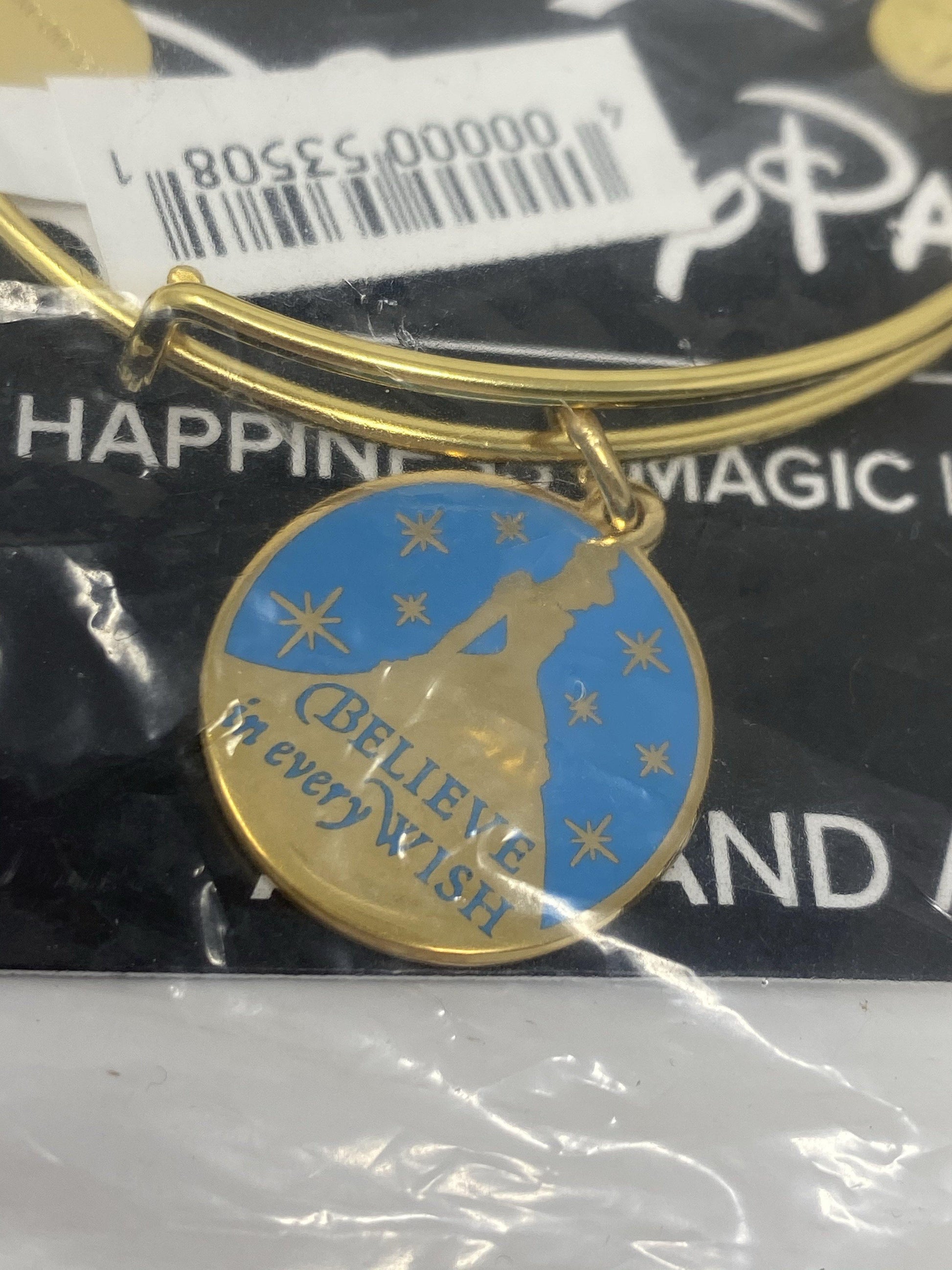 Disney Cinderella Believe in Every Wish Gold Alex and Ani Bracelet - World of Treasures