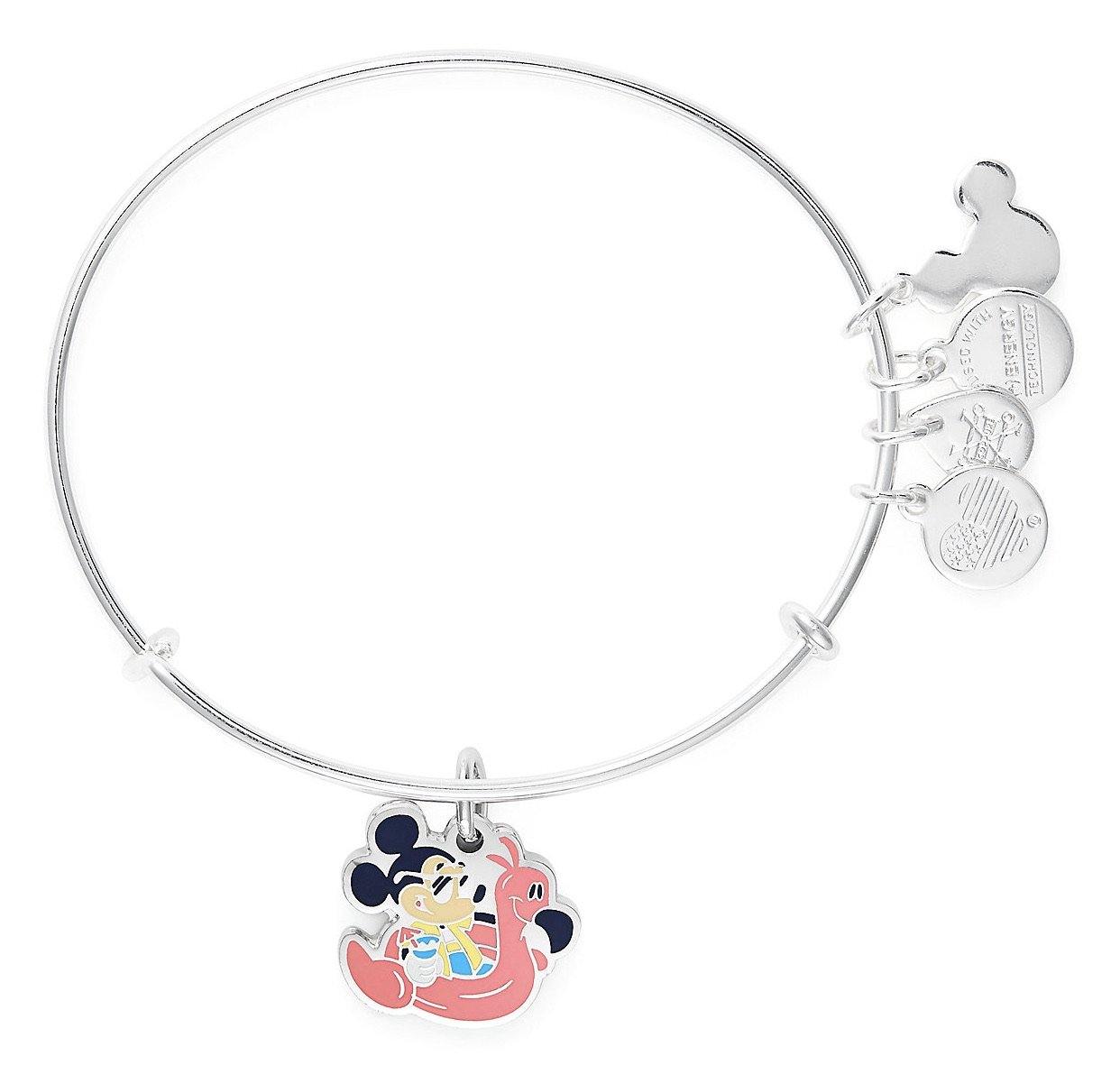 Disney Mickey Mouse Flamingo Float Silver Alex and Ani Bracelet - World of Treasures