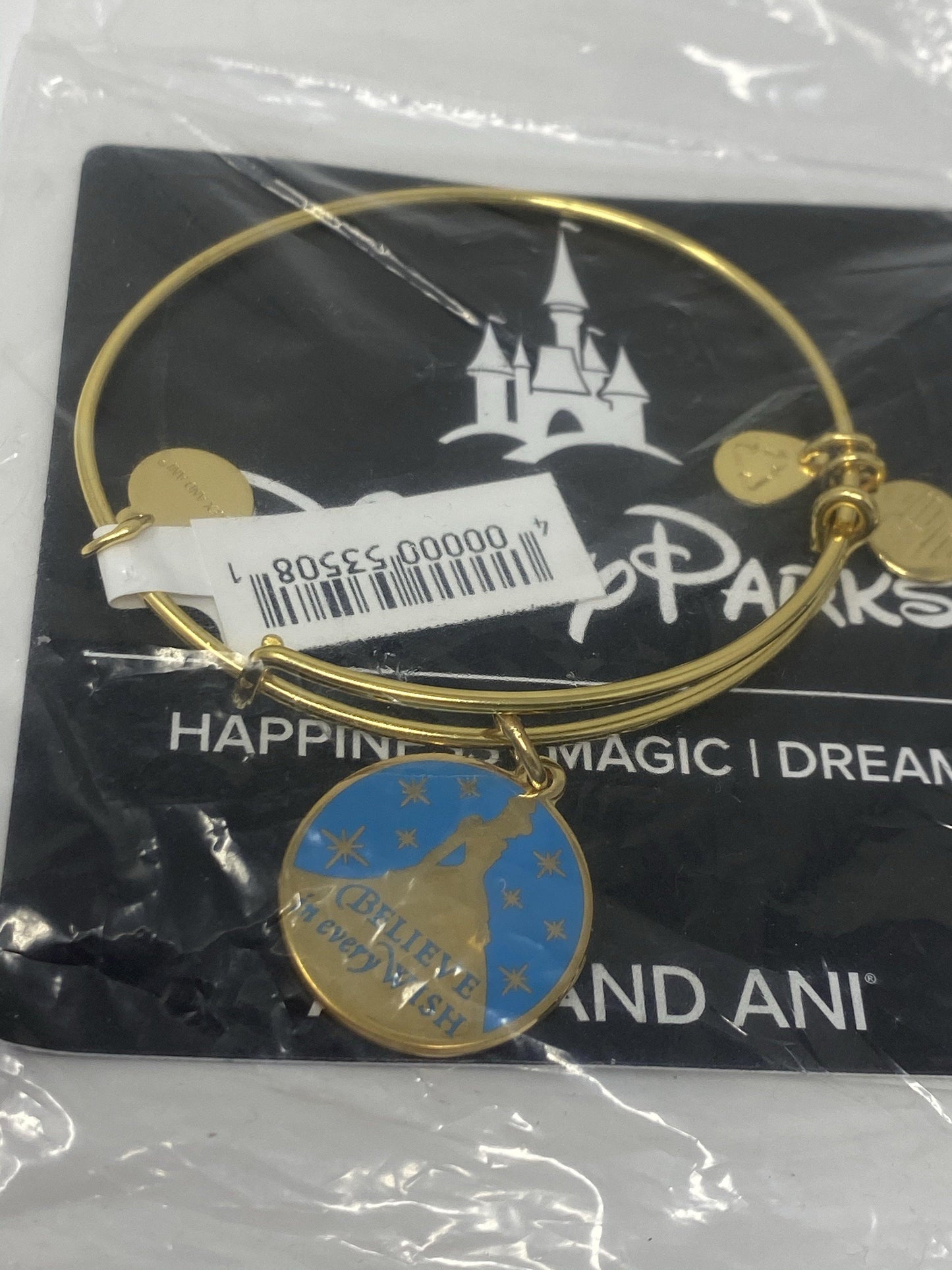 Disney Cinderella Believe in Every Wish Gold Alex and Ani Bracelet - World of Treasures