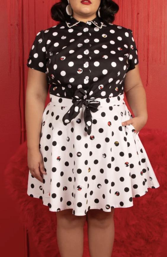 DISNEY STITCH SHOPPE MICKEY MINNIE PEEK-A-BOO DOT "NADIA" FASHION TOP - World of Treasures