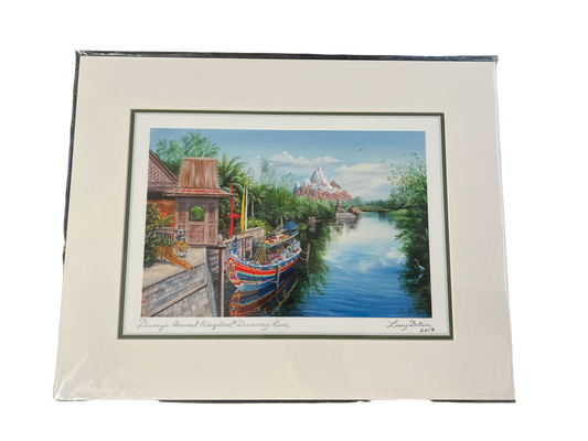 Disney Animal Kingdom Discovery River by Artist Larry Dotson 11X14" Matted Print