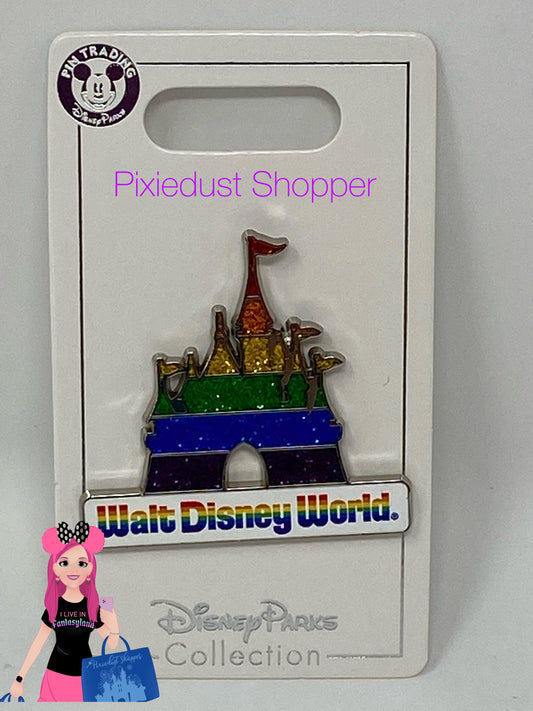 Walt Disney World Glitter Rainbow Castle Pin - World of Treasures