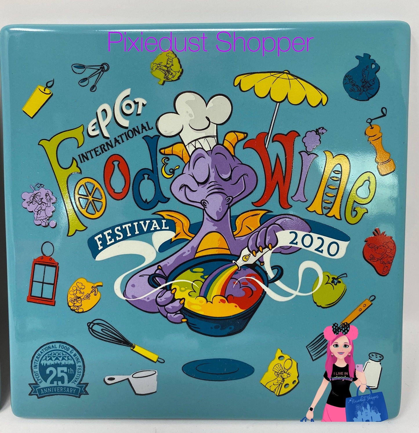 Disney Epcot Food and Wine Festival 2020 Figment Trivet with Kitchen Conversions on Back - World of Treasures