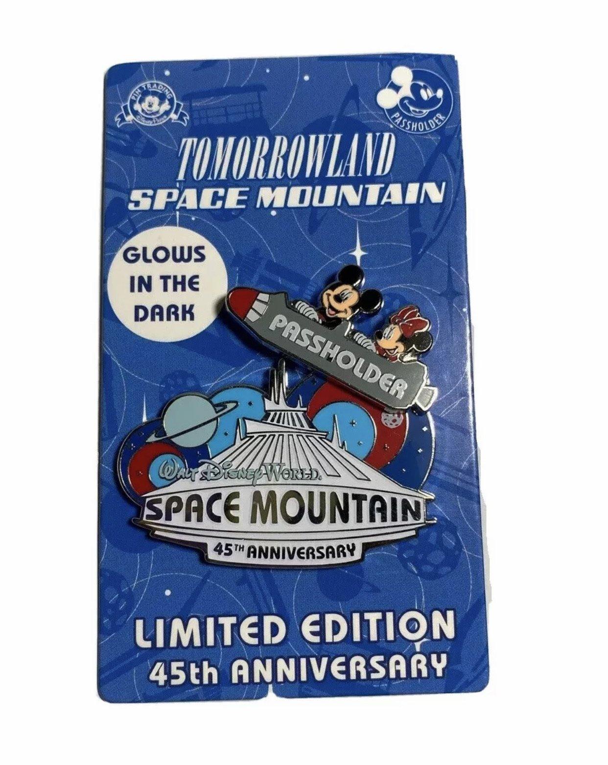 Disney Tomorrowland Space Mountain 45th Anniversary Glow in the Dark Passholder Pin - World of Treasures