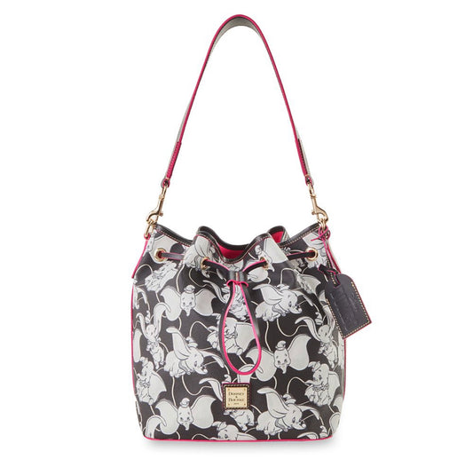 Disney Dooney & Bourke Dumbo Black & White Drawstring Bag Purse